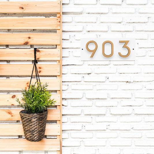 Whitehall Floating Horizontal Sign, White/Blk/Gold, 3 Digits