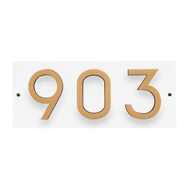 Whitehall Floating Horizontal Sign, White/Blk/Gold, 3 Digits