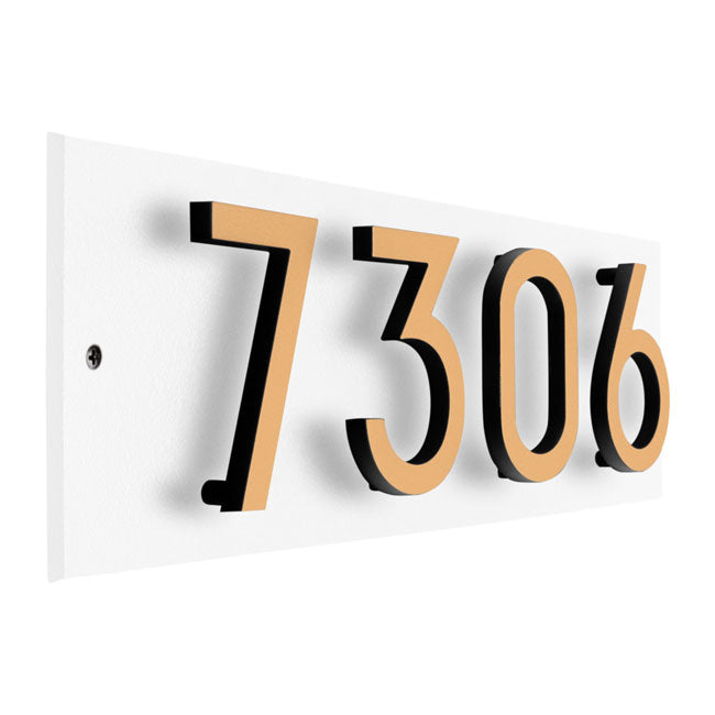Whitehall Floating Horizontal Sign, White/Blk/Gold, 4 Digits