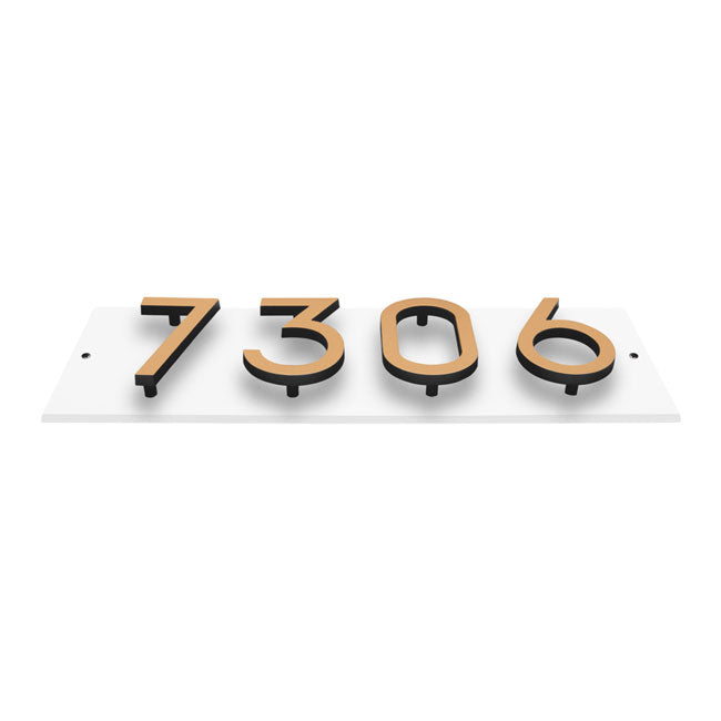 Whitehall Floating Horizontal Sign, White/Blk/Gold, 4 Digits