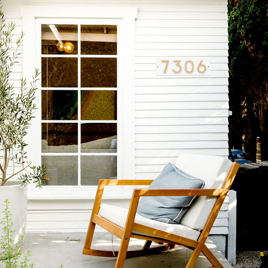 Whitehall Floating Horizontal Sign, White/Blk/Gold, 4 Digits