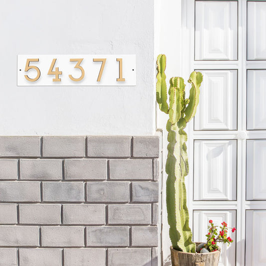 Whitehall Floating Horizontal Sign, White/Blk/Gold, 5 Digits