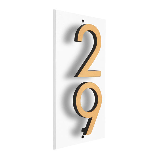 Whitehall Stand-Off Vertical Sign, White/Blk/Gold, 2 Digits