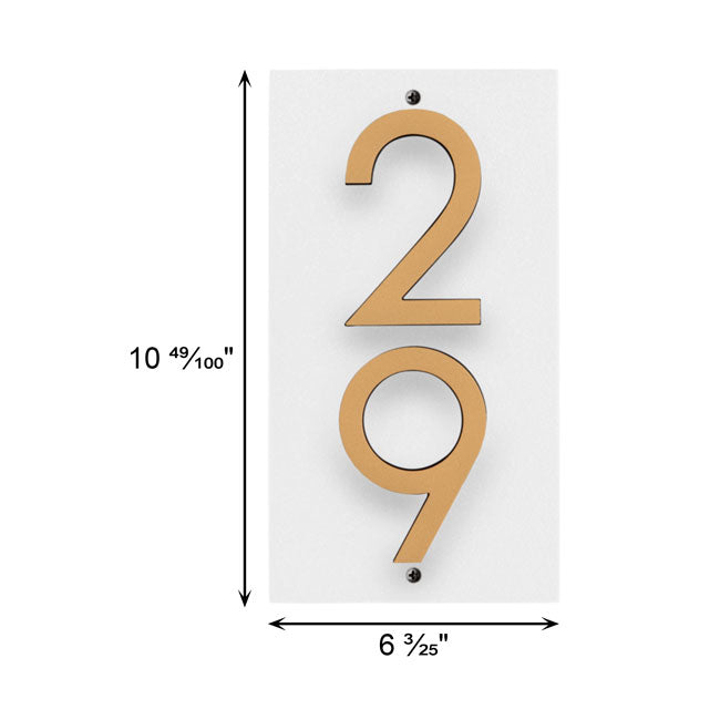 Whitehall Stand-Off Vertical Sign, White/Blk/Gold, 2 Digits