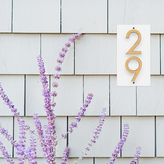 Whitehall Stand-Off Vertical Sign, White/Blk/Gold, 2 Digits