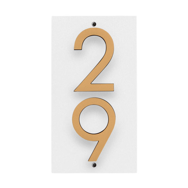 Whitehall Stand-Off Vertical Sign, White/Blk/Gold, 2 Digits