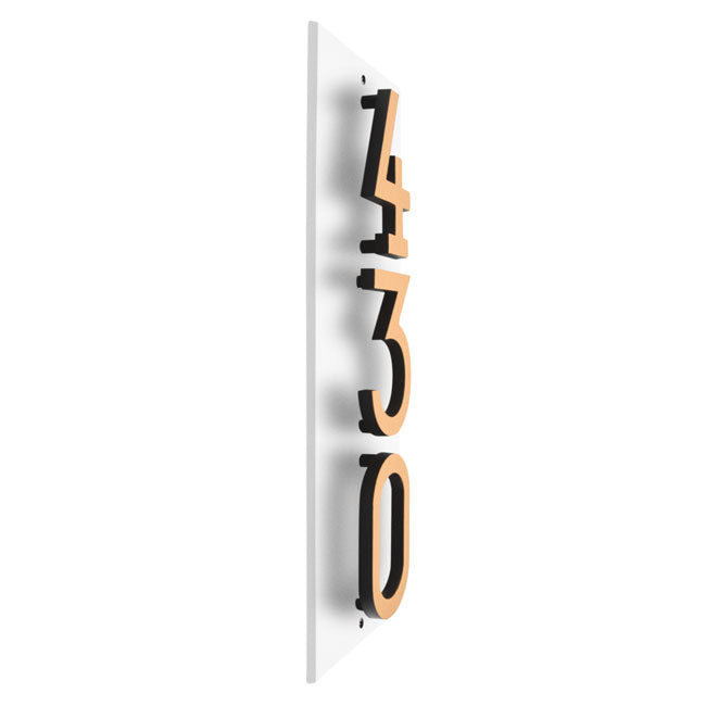 Whitehall Stand-Off Vertical Sign, White/Gold/Blk, 3 Digits