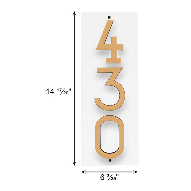 Whitehall Stand-Off Vertical Sign, White/Gold/Blk, 3 Digits