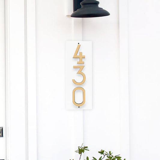 Whitehall Stand-Off Vertical Sign, White/Gold/Blk, 3 Digits