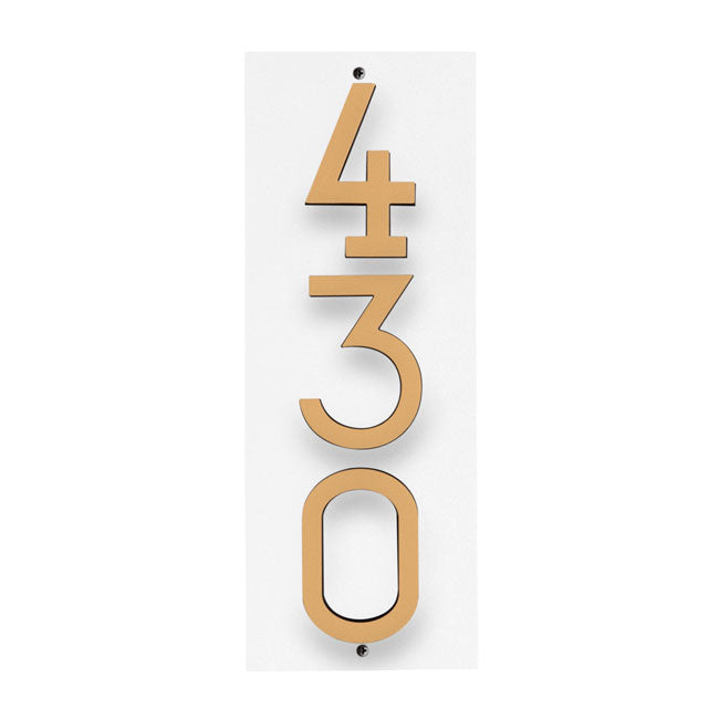 Whitehall Stand-Off Vertical Sign, White/Gold/Blk, 3 Digits