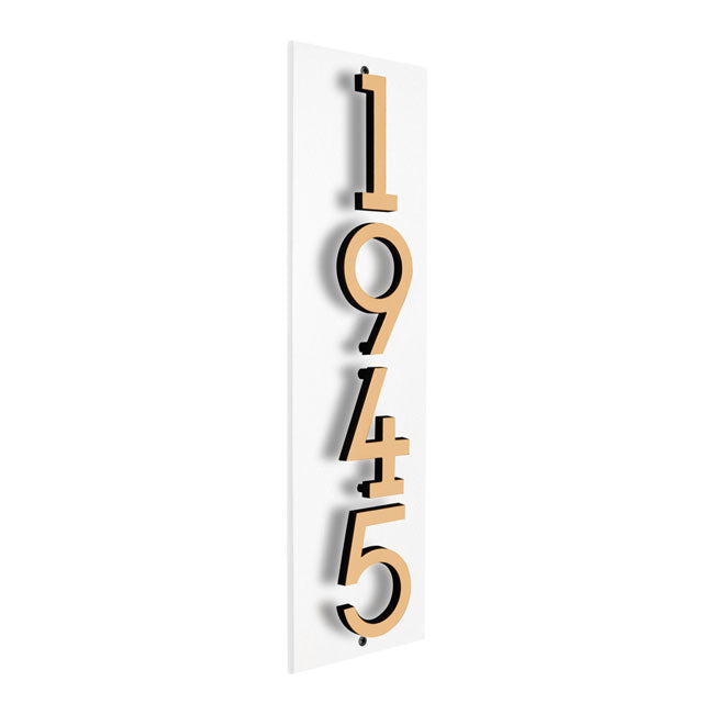 Whitehall Stand-Off Vertical Sign, White/Gold/Blk, 4 Digits