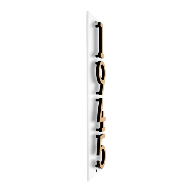 Whitehall Stand-Off Vertical Sign, White/Gold/Blk, 4 Digits