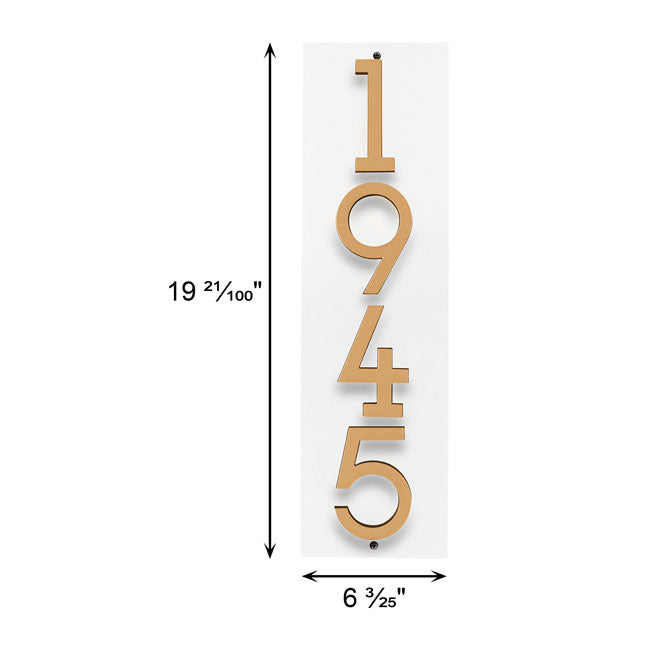 Whitehall Stand-Off Vertical Sign, White/Gold/Blk, 4 Digits