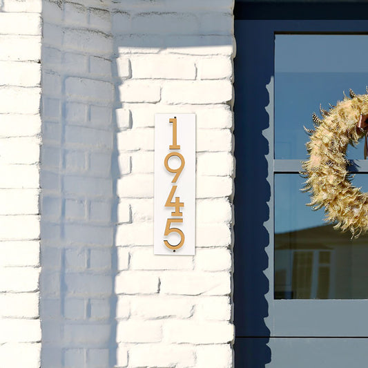 Whitehall Stand-Off Vertical Sign, White/Gold/Blk, 4 Digits