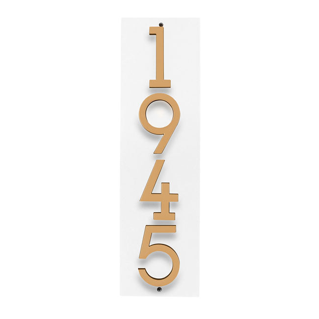 Whitehall Stand-Off Vertical Sign, White/Gold/Blk, 4 Digits