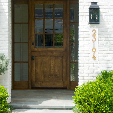 Whitehall Stand-Off Vertical Sign, White/Gold/Blk, 5 Digits