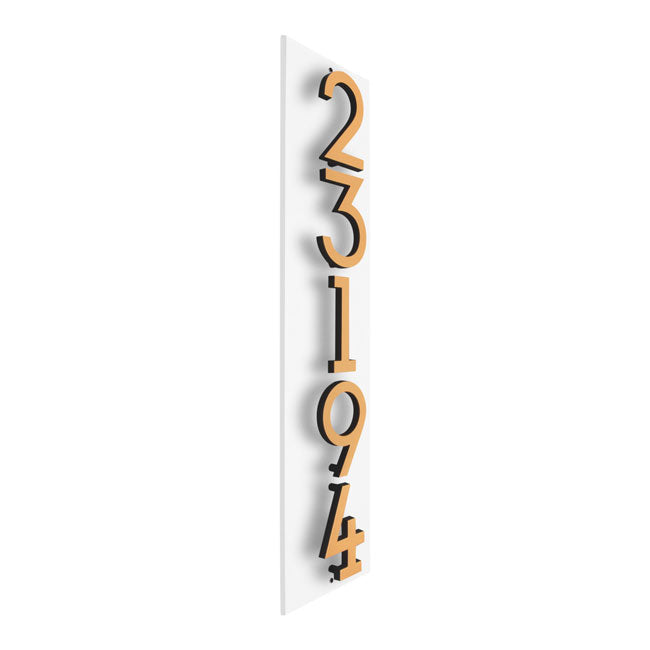 Whitehall Stand-Off Vertical Sign, White/Gold/Blk, 5 Digits