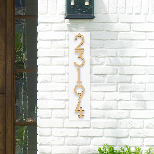 Whitehall Stand-Off Vertical Sign, White/Gold/Blk, 5 Digits
