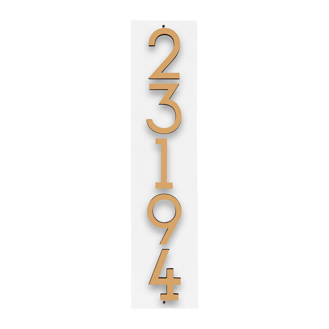 Whitehall Stand-Off Vertical Sign, White/Gold/Blk, 5 Digits