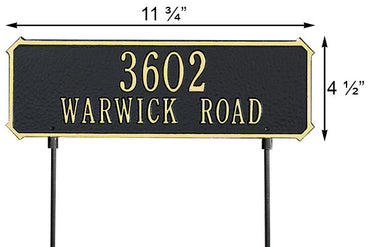 Whitehall Two-Sided Rectangle Lawn Marker, Standard, 2 Line