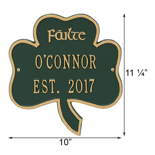 Whitehall Shamrock Wall Plaque, Standard, 2 Line