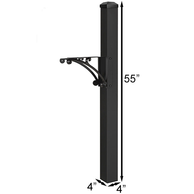 Whitehall Superior Mailbox Post with Newspaper Box, Black
