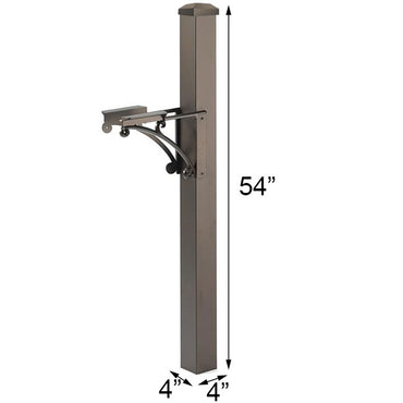 Whitehall Superior Mailbox Post w/ Newspaper Box, Bronze