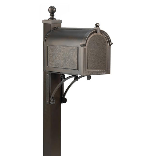 Whitehall Deluxe Mailbox, Post, and Brackets, French Bronze