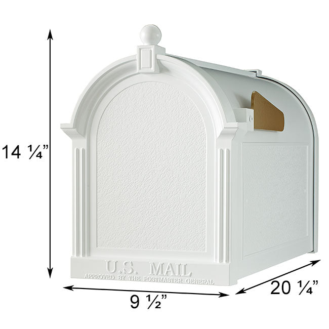 Whitehall Deluxe Mailbox, Post, and Brackets, White