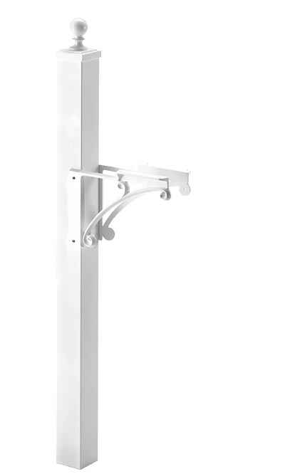 Whitehall Deluxe Mailbox, Post, and Brackets, White