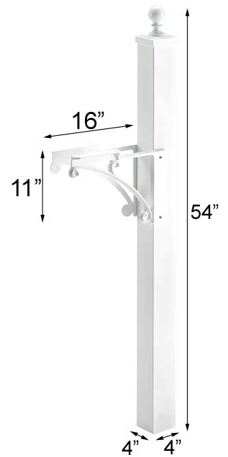 Whitehall Deluxe Mailbox, Post, and Brackets, White