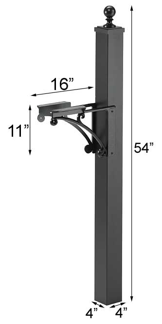 Whitehall Deluxe Mailbox, Post, and Brackets, Black