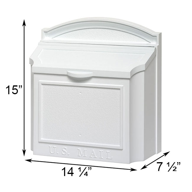 Whitehall Locking Wall Mounted Mailbox, White