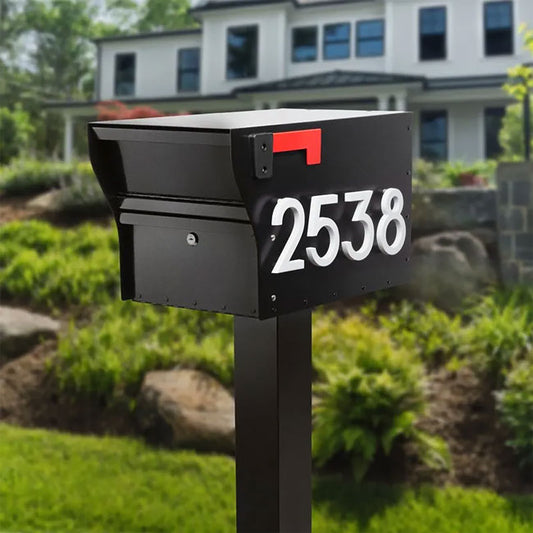 Whitehall MailVault Mailbox w/ Post & Numbers, Blk/White