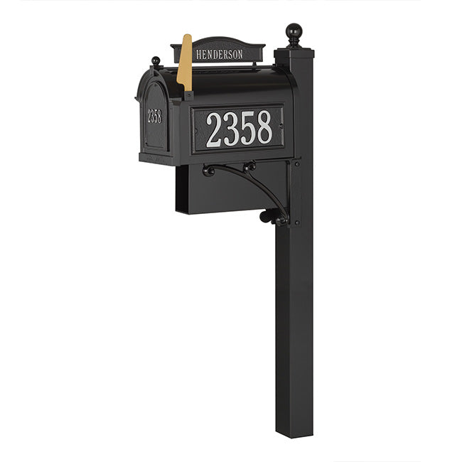Whitehall Ultimate Personalized Mailbox Package, Blk/Silver
