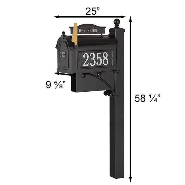 Whitehall Ultimate Personalized Mailbox Package, Blk/Silver
