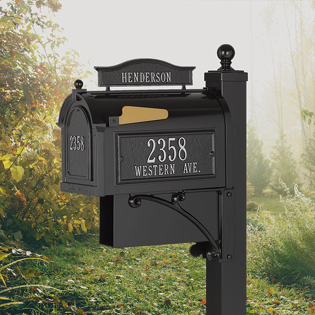 Whitehall Ultimate Personalized Mailbox Package, Blk/Silver