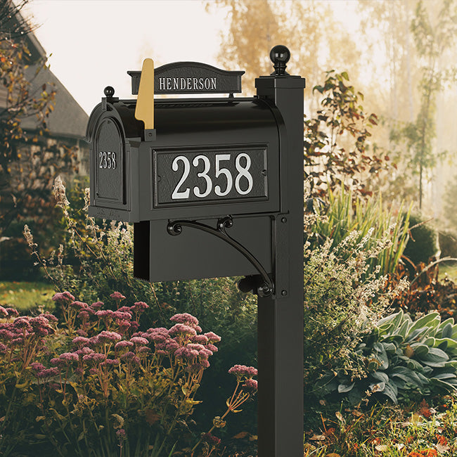 Whitehall Ultimate Personalized Mailbox Package, Blk/Silver