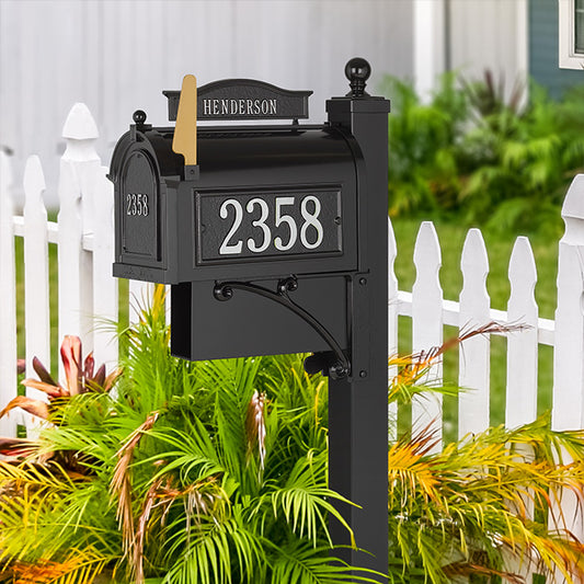 Whitehall Ultimate Personalized Mailbox Package, Blk/Silver
