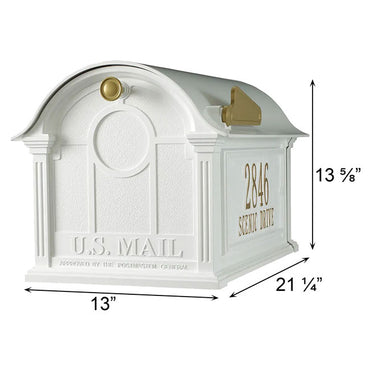 Whitehall Balmoral Mailbox w/Custom Side Plaques, White
