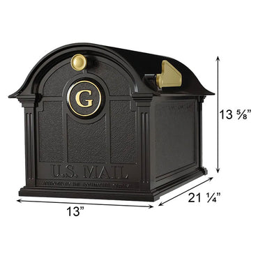 Whitehall Balmoral Mailbox with Monogram, Black
