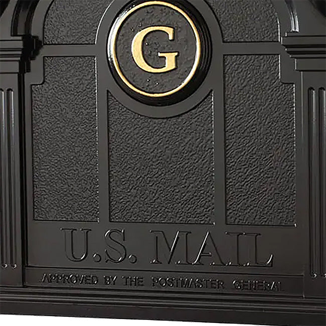 Whitehall Balmoral Mailbox with Monogram, Black