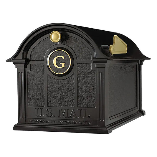 Whitehall Balmoral Mailbox with Monogram, Black