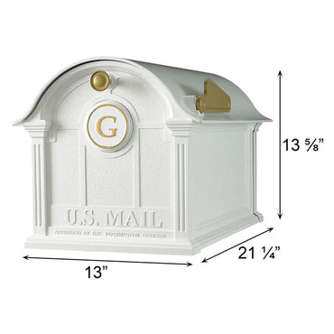 Whitehall Balmoral Mailbox with Monogram, White