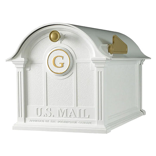 Whitehall Balmoral Mailbox with Monogram, White