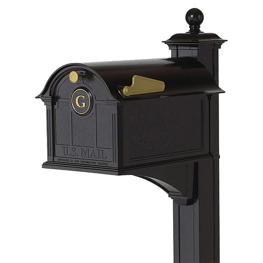 Whitehall Balmoral Mailbox with Monogram and Post, Black