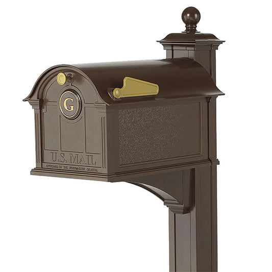 Whitehall Balmoral Mailbox with Monogram and Post, Bronze