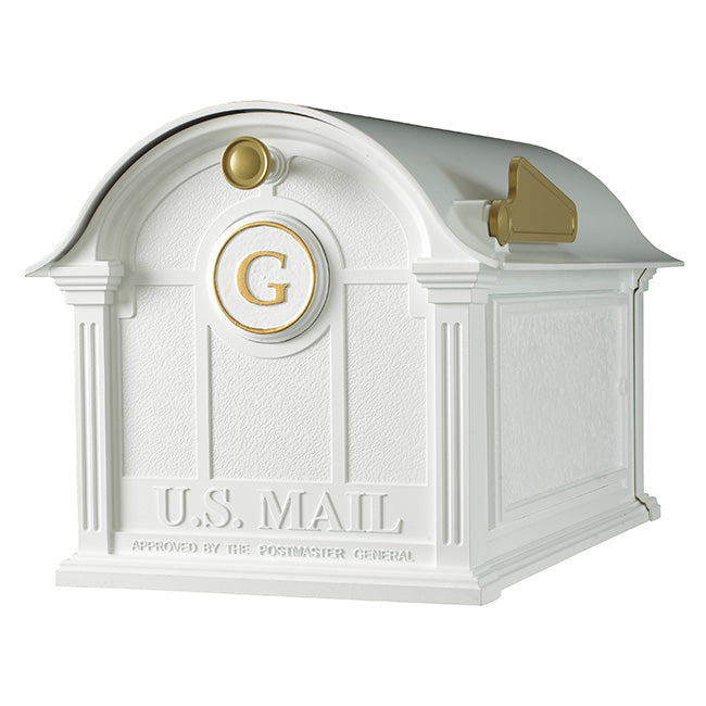 Whitehall Balmoral Mailbox with Monogram and Post, White