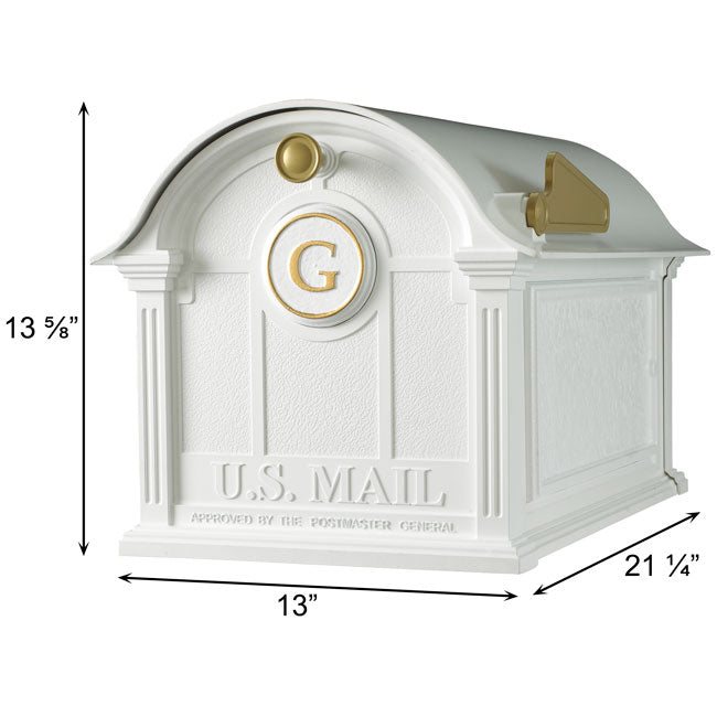 Whitehall Balmoral Mailbox with Monogram and Post, White