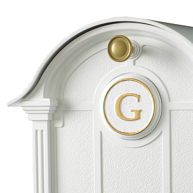 Whitehall Balmoral Mailbox with Monogram and Post, White